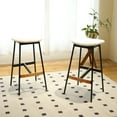 thumbnail image 1 of Modern Set of 2 Bar Stools Comfortable & Stylish Counter Height and Bar Height Bar Stools,Soft Fabric Upholstered, Backless for Kitchen, Dining Room Bar Chairs, 1 of 9