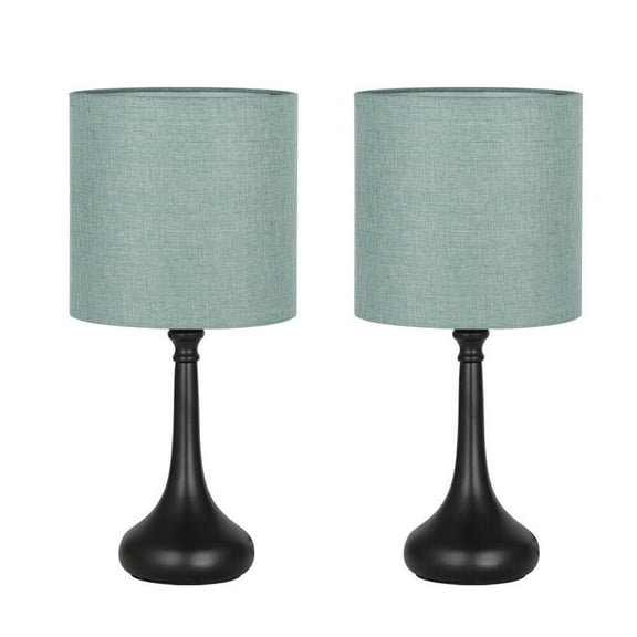 Modern Set of 2 Beside Table Desk Nightstand Lamps Fabric Bedroom Dorm Light