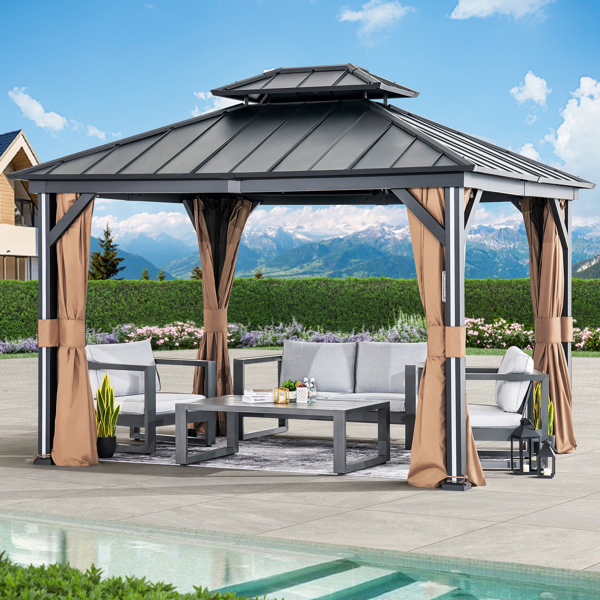Modern Shade 10' x 12' Hardtop Gazebo with Galvanized Steel Roof ...