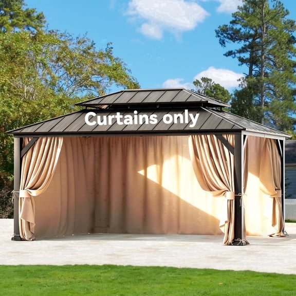 Covered Outdoor Universal 12'x16' Gazebo Curtain Replacement - 4-Panel Zippered Grey Sidewalls