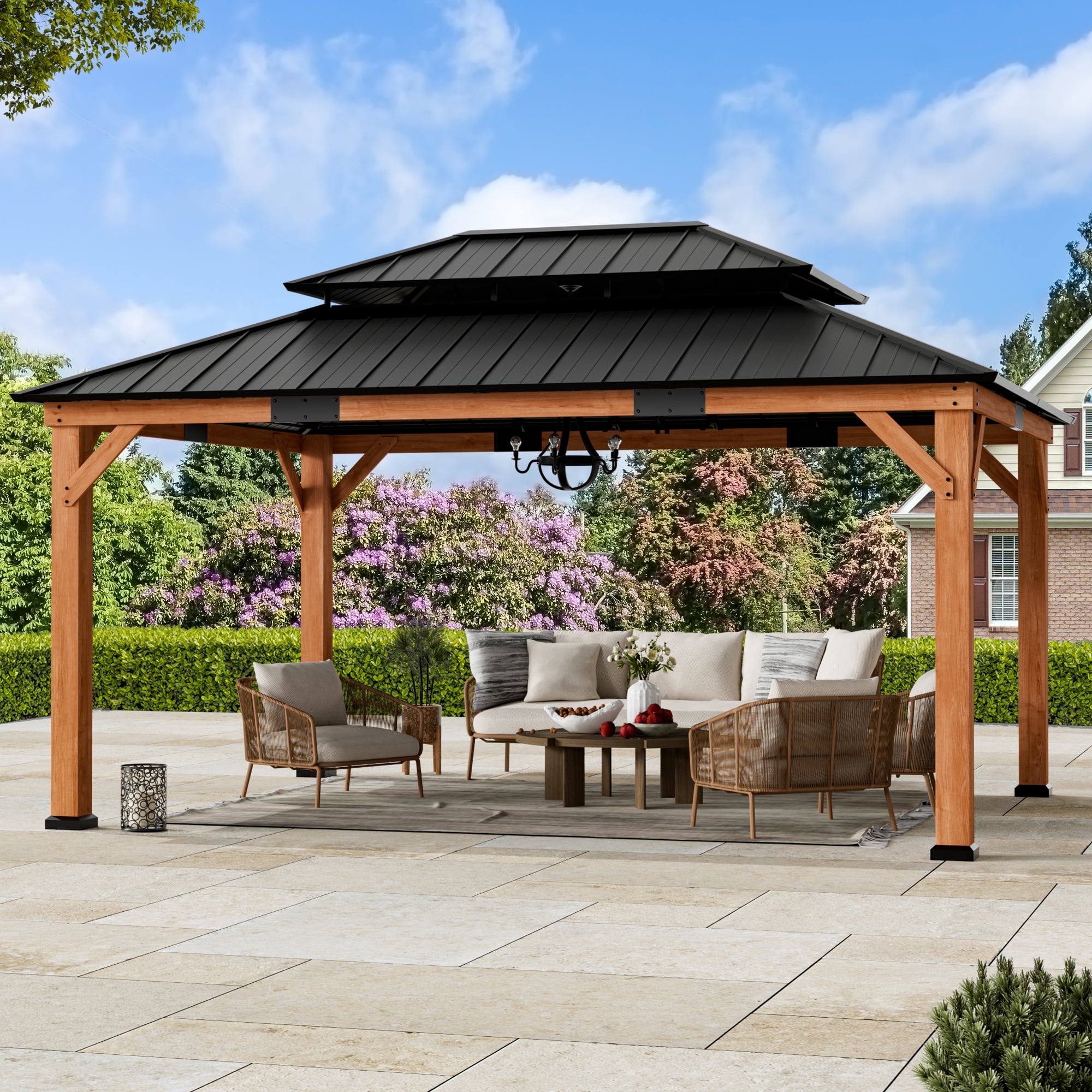 Modern Shade 12'x16' Rosewood Cedar Gazebo
