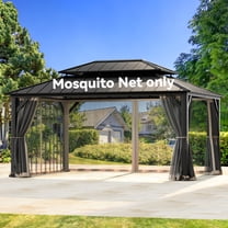 Covered Outdoor 12'x16' Universal Gazebo Mosquito Netting with 4-Panel Double Zipper Sidewalls