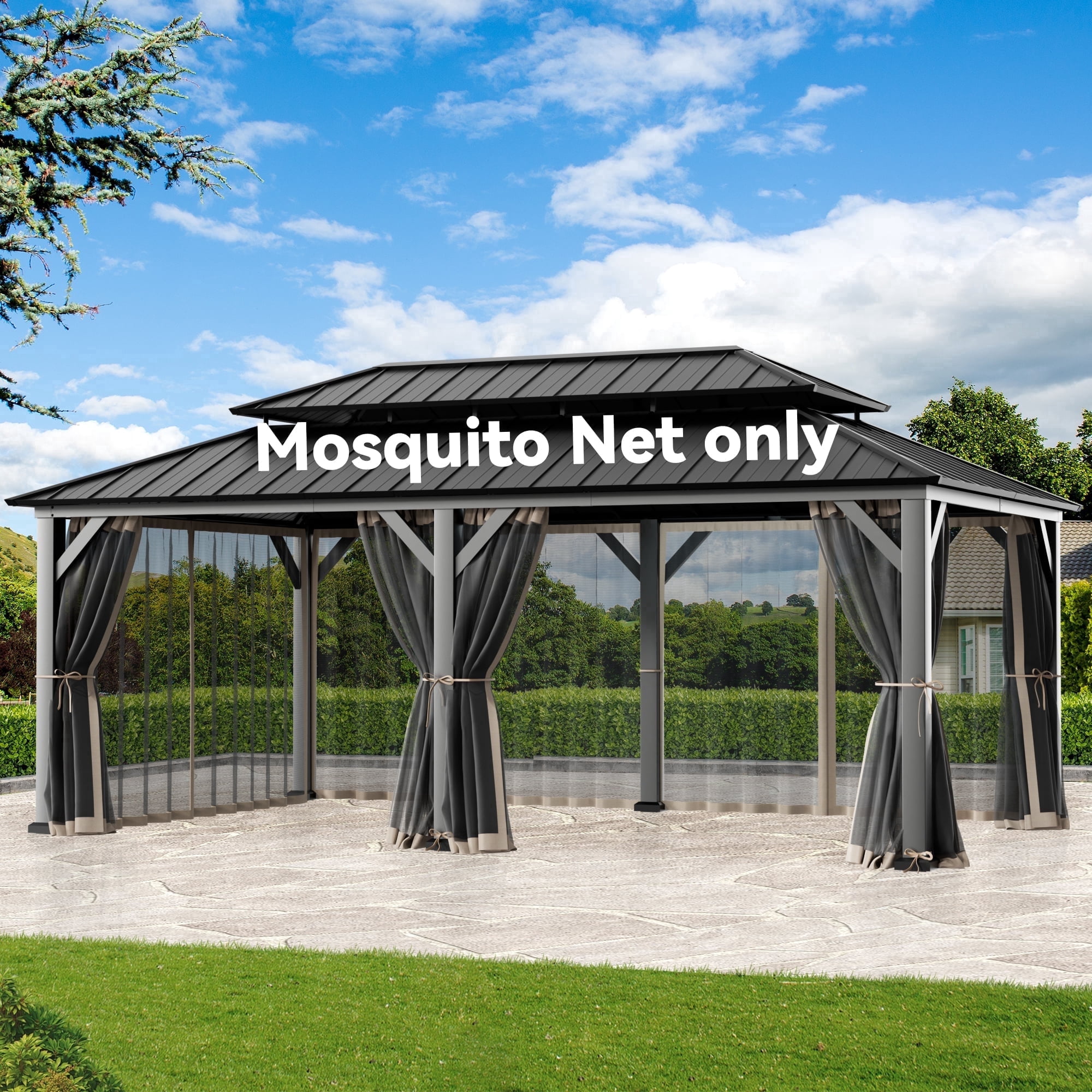 Covered Outdoor Universal 12'x20' Gazebo Mosquito Netting - 4
