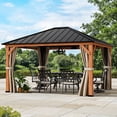 thumbnail image 1 of Modern Shade Tranquil Grove 12'x14' Hardtop Gazebo, Cedar Frame, Steel Roof, Netting, Curtains, Brown Outdoor, 1 of 8