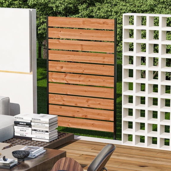 Modern Shade 5'x3' Natural Wood Privacy Fence Screen (1 Panel) - Outdoor Deck/Balcony Panel, Conceals Trash Cans/AC