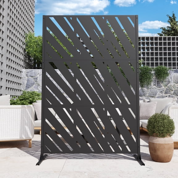 Modern Shade 4x6 FT Artistic Metal Privacy Screen - Slant Linea