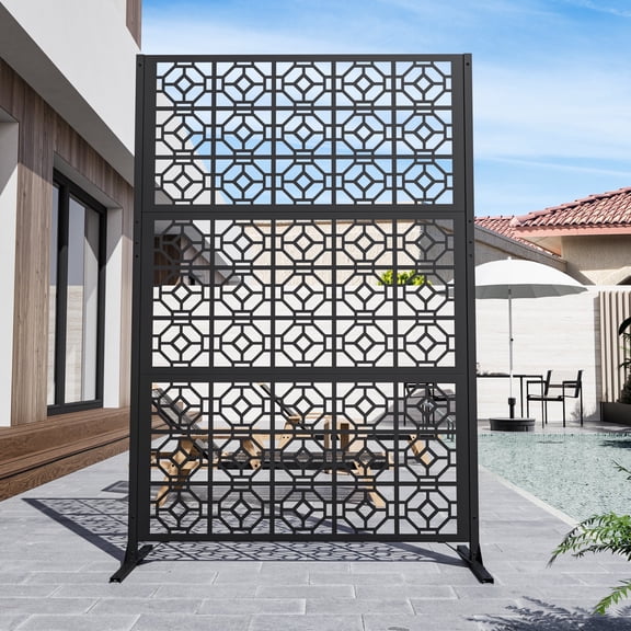 Modern Shade 4x6 FT Metal Privacy Screen, Artistic Modular Design, Freestanding Weather-Resistant Outdoor Patio Fence & Garden Divider (Lattice Echo)