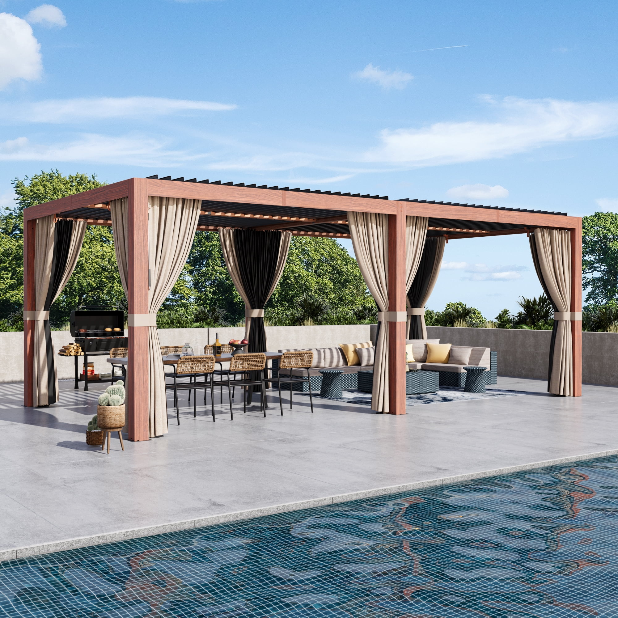 Modern Shade Aurora 10'x20' Louvered Pergola, Adjustable Waterproof ...