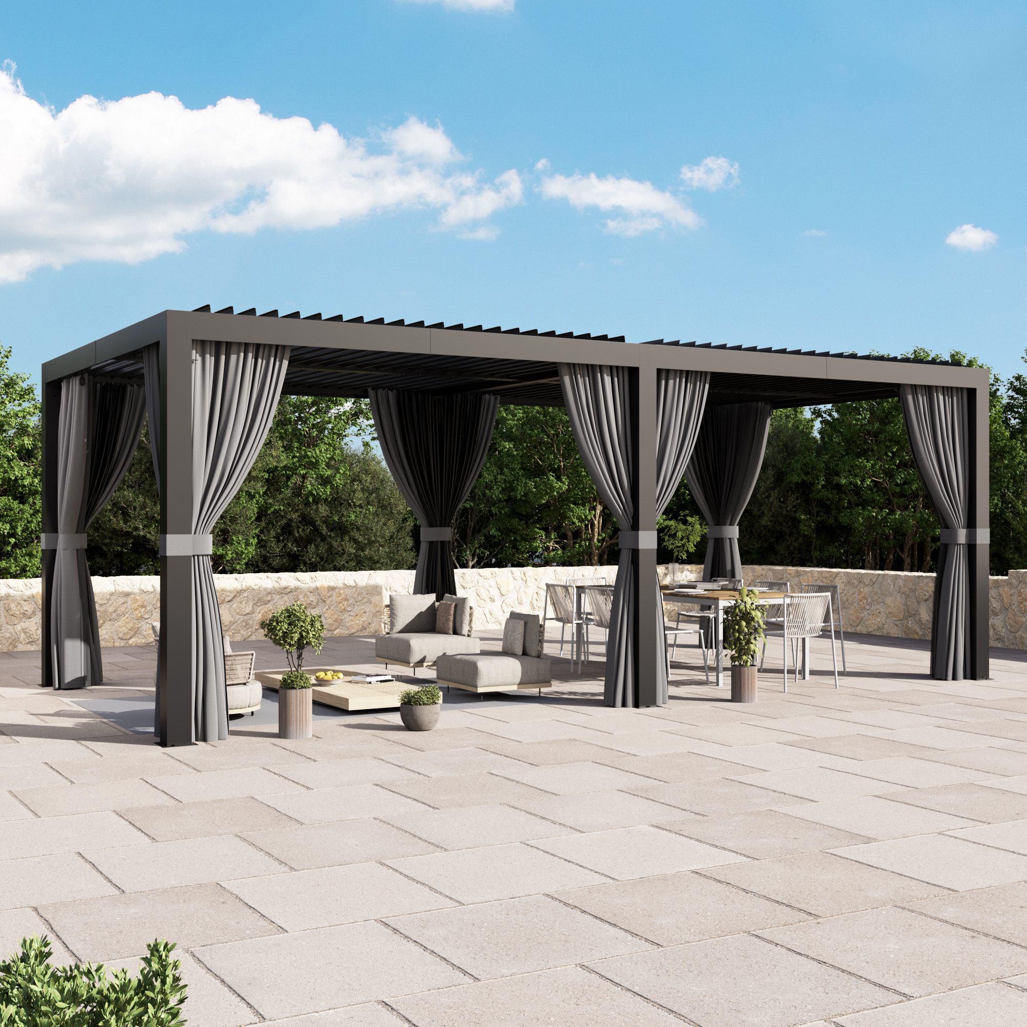Modern Shade Aurora 10'x20' Louvered Pergola, Adjustable Waterproof ...