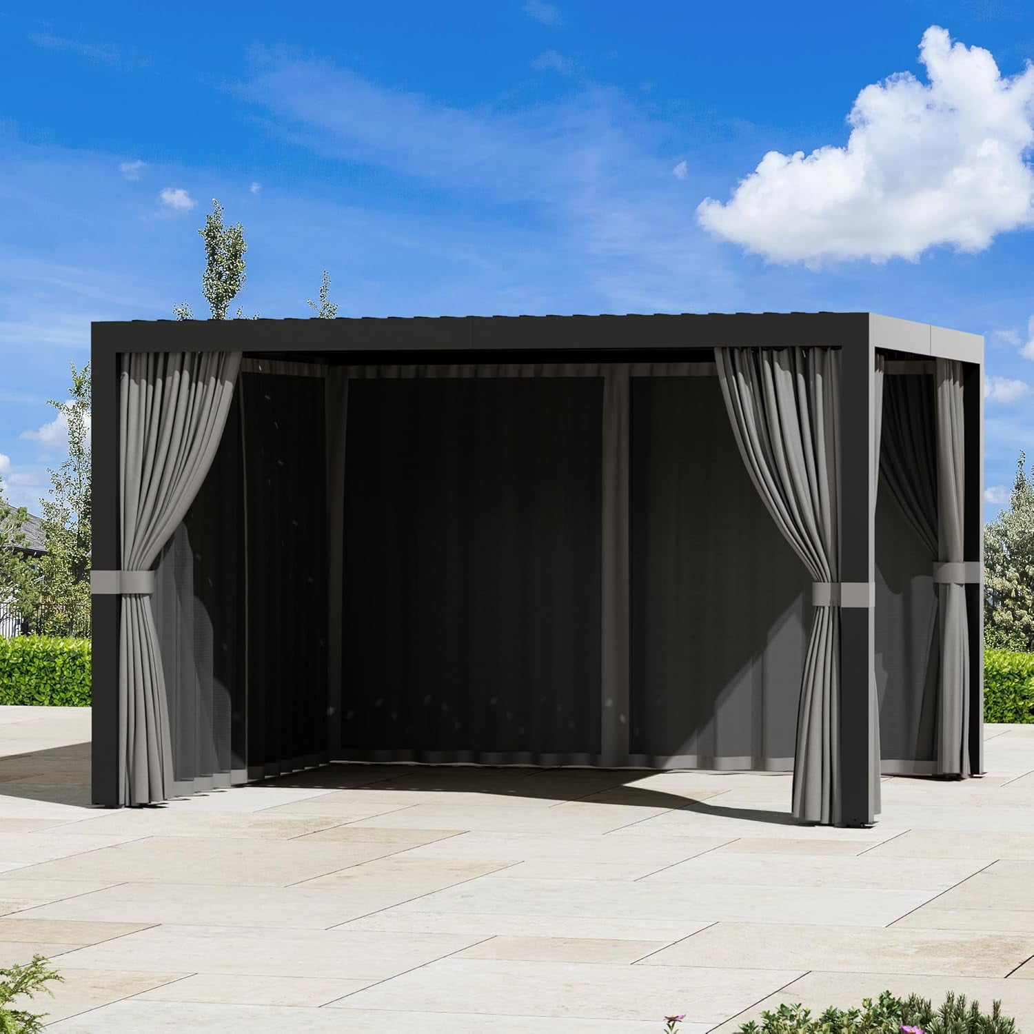 Modern Shade Outdoor Pergola Privacy Curtains & Mosquito Netting with — free download