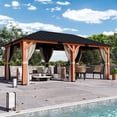 thumbnail image 1 of Modern Shade Tranquil Grove 12'x20’Hardtop Gazebo,Cedar Framed Pavilion with Galvanized Steel Roof,Permanent Patio Metal Gazebo for Outdoor Brown, 1 of 8