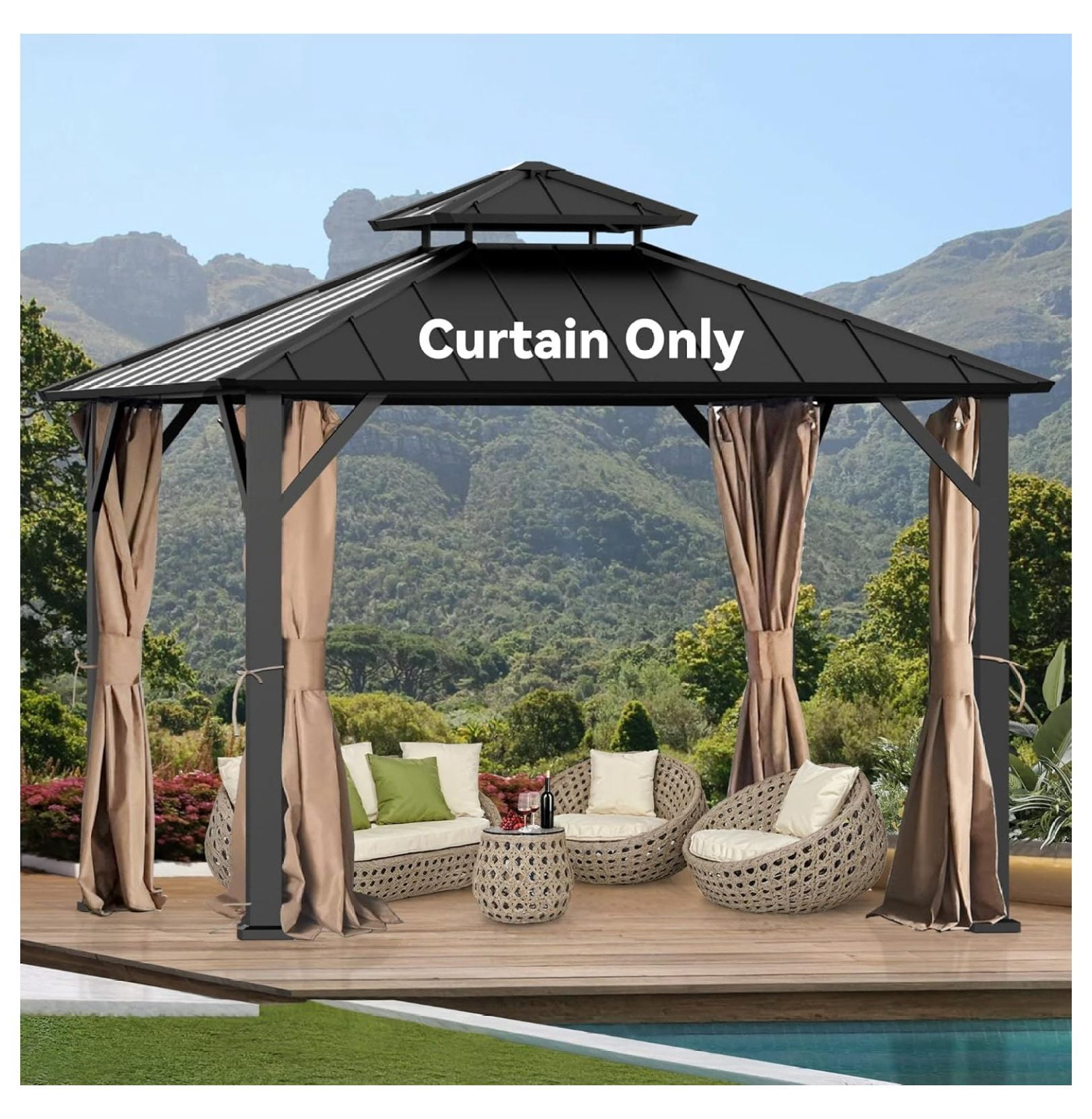 Modern Shade Universal 10' x 10' Gazebo Curtain Replacement, 4-Panel ...