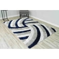 thumbnail image 1 of Modern Shaggy Rug Hand Carved Thick Soft Geometric Abstract Carpet Vibrant Colors for Living Room Bedroom Office Design 6483 (Navy, 3'9"x5'3"), 1 of 7