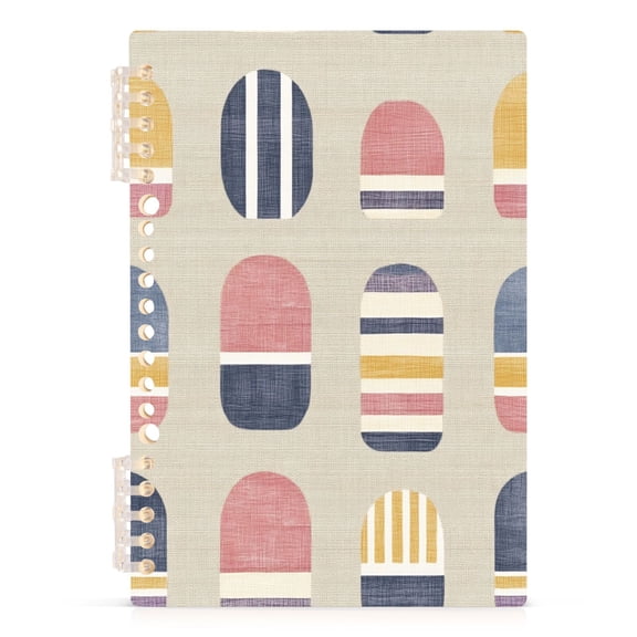 Modern Shapes Design A5 8.3x5.7in PP Notebook, Adjustable Rings, 60 Sheets, Diary or Journey Note