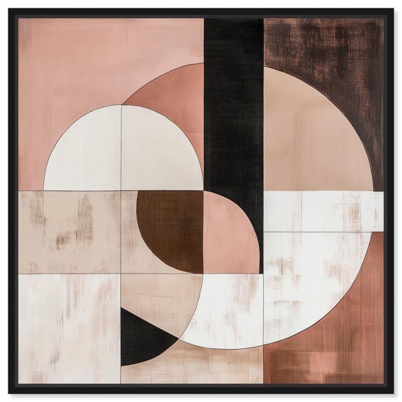 Modern Shapes I Canvas Boho Abstract Art by Art Remedy, Black Frame, 12 x 12