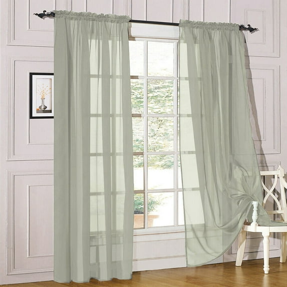 Modern Sheer Rod Pocket Window Curtains 2 Panels Set for Living Room Bedroom, 54W x 120L Inches