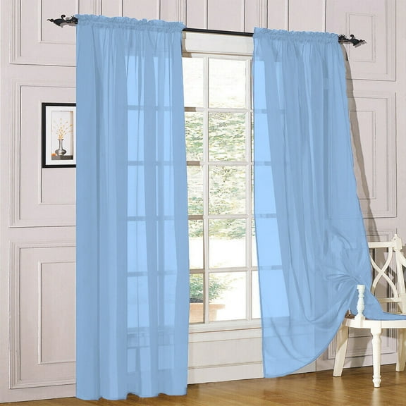 Modern Sheer Rod Pocket Window Curtains 2 Panels Set for Living Room Bedroom, 54W x 36L Inches