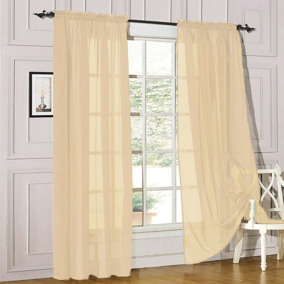 Modern Sheer Rod Pocket Window Curtains 2 Panels Set for Living Room Bedroom, 54W x 45L Inches