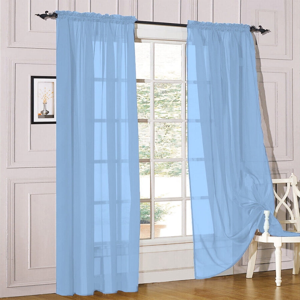Modern Sheer Rod Pocket Window Curtains 2 Panels Set for Living Room ...