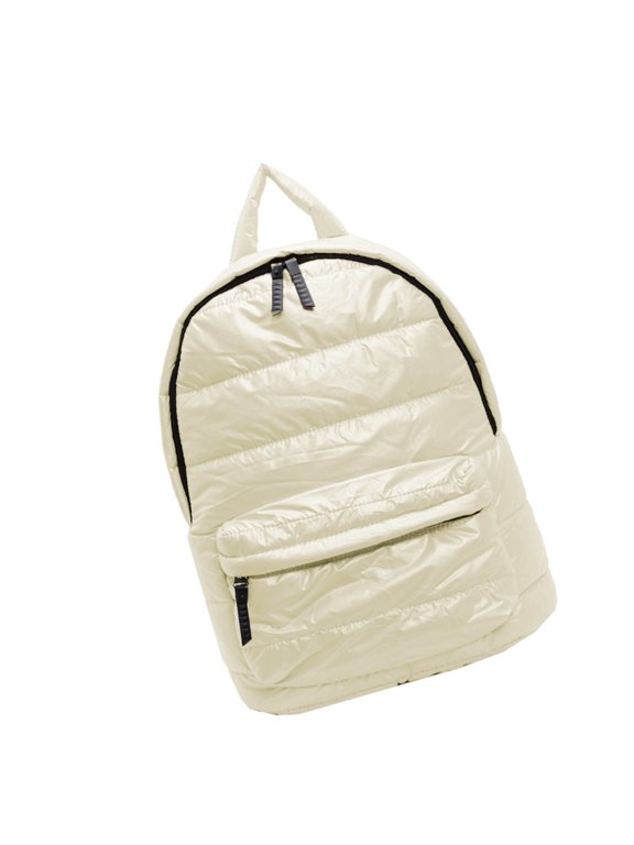 Modern Shining Metallic Quilted Puffer Backpack for Women Large Capacity Nylons Padded Travel School Bag with Zippered