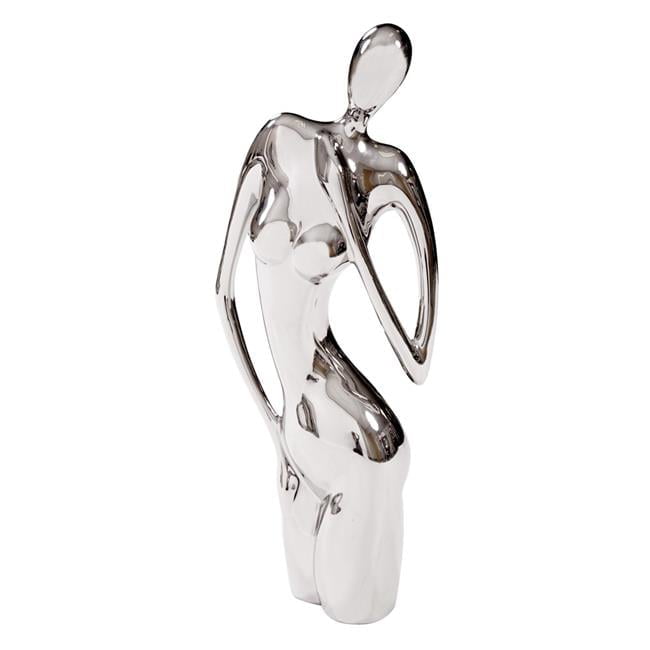 Modern Shiny Silver Female Form Sculpture Modern Shiny Silver Female Form Sculpture