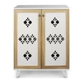 thumbnail image 1 of Modern Shoe Cabinet, 3 Tier Shoe Storage Cabinet with Wood Base and 2 Doors, Freestanding Storage Cabinet with Retro Pattern for Entryway, Living Room, Bedroom, Cream, 1 of 5