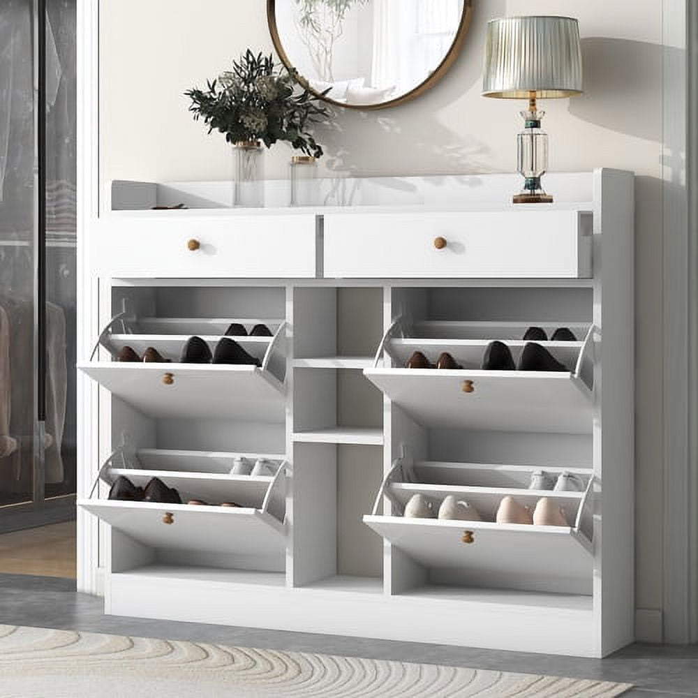 Shoe Cabinet with 4 Flip Drawers, Entryway Shoe Storage Cabinet with  Adjustable Panel, Free Standing Shoe Rack Storage Organizer - ShopStyle