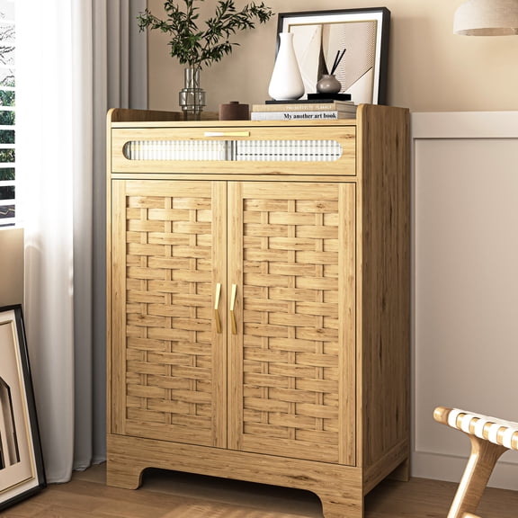 Modern Shoe Cabinet With Drawer & Adjustable Shelf For Entryway Manufactured Wood Buffet Various Rooms