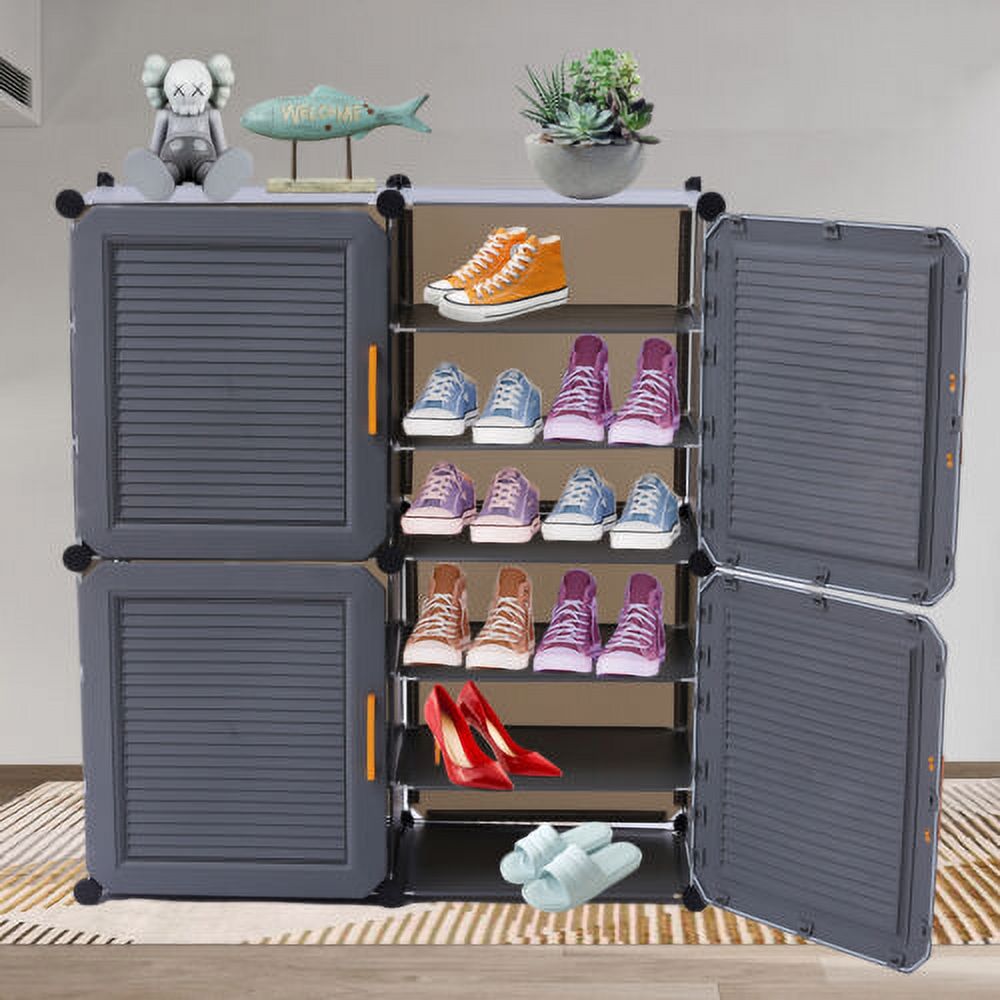 Modern Shoe Rack Shoe Storage Cabinet Storage Freestanding Dustproof 6 ...