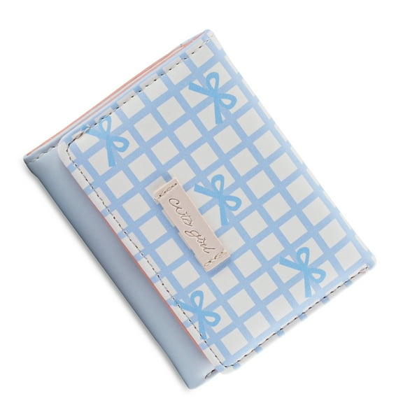 Modern Short PU Wallet Striped Design Bows Embellishment Practical PU Card Holder Coin Purse For Daily Use