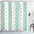thumbnail image 1 of Modern Shower Curtain, Drops on Vertical Striped Background Geometric Simplistic Print, Fabric Bathroom Set with Hooks, 69W X 75L Inches Long, Mint Green White and Yellow, by Ambesonne, 1 of 3