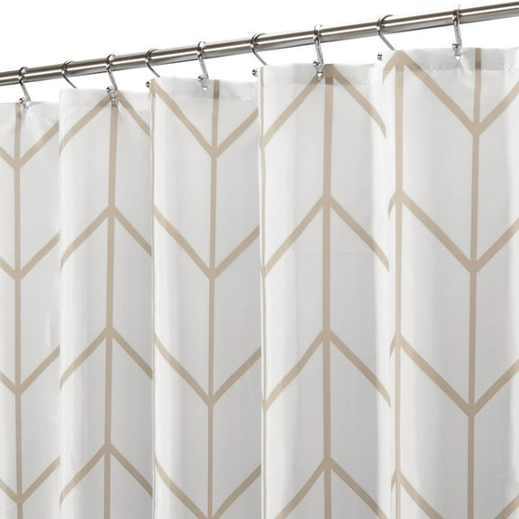 Modern Shower Curtain with Herringbone Pattern - Geometric Fabric Shower Curtain - Striped Design Minimalist Shower Curtain - Herringbone Shower Curtains for Bathroom - 72" x 84" - Beige