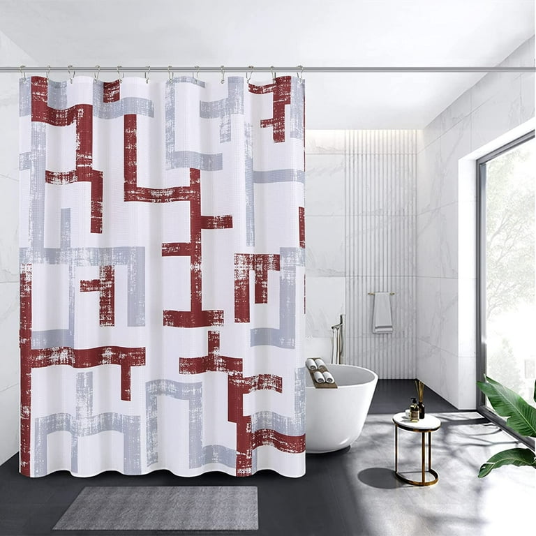 Modern Shower Curtain Polyester Bath Curtains For Bathroom Luxury With 12 Hooks Water Repellent Textured Fabric Hotel Heavy Weighted Burdy Com