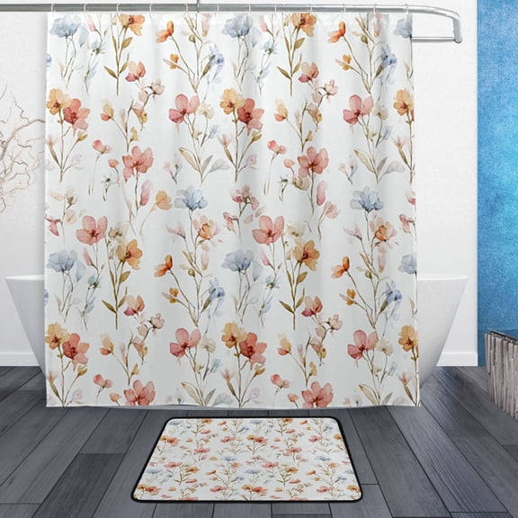 Modern Shower Curtain Set ,Waterproof Bathroom Shower Curtain Decorative Set with 12 pcs Hooks,Dotted Plastic Base Non-slip Durable 66 x 72in Lush Foliage