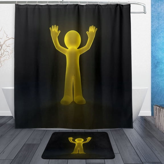 Modern Shower Curtain Set ,Waterproof Bathroom Shower Curtain Decorative Set with 12 pcs Hooks,Dotted Plastic Base Non-slip Durable 66 x 72in Minions