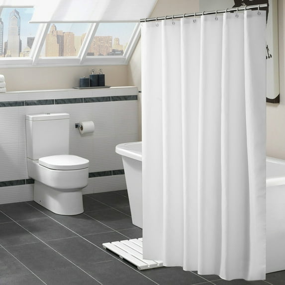 Modern Shower Curtain for Bathroom | 71x71 Inches Long Water Repellent Polyester Fabric | Includes 12 Hooks | Black, White, or Blue