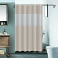 thumbnail image 1 of Modern Shower Curtain with See-Through Top - 72x72 Inch Water-Repellent Shower Curtain - Bathroom Privacy Curtain with Sheer Window (Khaki), 1 of 8