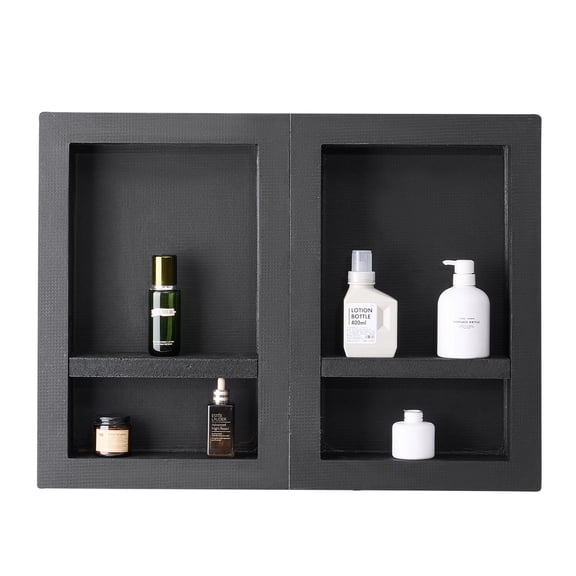 Modern Shower Niche,16x24 " Recessed Bathroom Organizer with Adjustable Shelf,Waterproof Soap and Shampoo Storage,Black Square Design