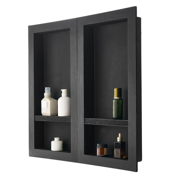Modern Shower Niche with Adjustable Shelf,16x32 " Waterproof Recessed Organizer for Soap and Shampoo,Black Bathroom Storage