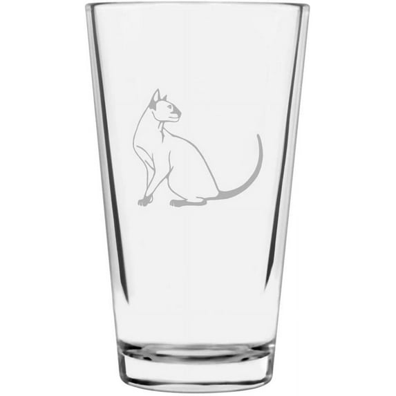 Modern Siamese Side View 1 Cat Themed Etched 16oz Libbey Pint Glass