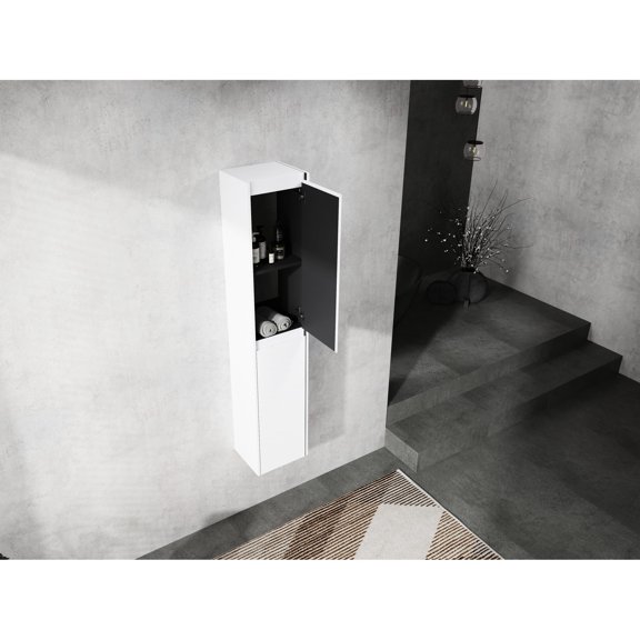 Modern Side Cabinet with 2 Doors | Wall-Mounted in Bathroom | Smooth and Durable Surface