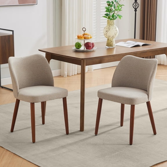 Modern Side Dining Chairs Set of 2 – Upholstered Wingback with Padded Seat, PU Leather or Linen Fabric, Sturdy Wood Legs, Adjustable Feet for Home, Kitchen, or Café