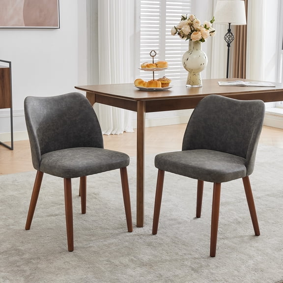 Modern Side Dining Chairs Set of 2 – Upholstered Wingback with Padded Seat, PU Leather or Linen Fabric, Sturdy Wood Legs, Adjustable Feet for Home, Kitchen, or Café