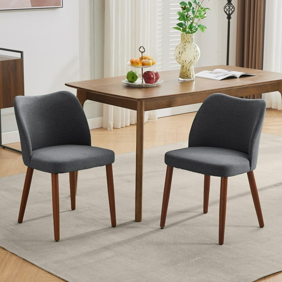 Modern Side Dining Chairs Set of 2 – Upholstered Wingback with Padded Seat, PU Leather or Linen Fabric, Sturdy Wood Legs, Adjustable Feet for Home, Kitchen, or Café