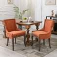 thumbnail image 1 of Furniture Ultra Side Dining Chair Thickened Fabric Chairs with Neutrally Toned Solid Wood Legs  Bronze Nail Head Set of 2, 1 of 16