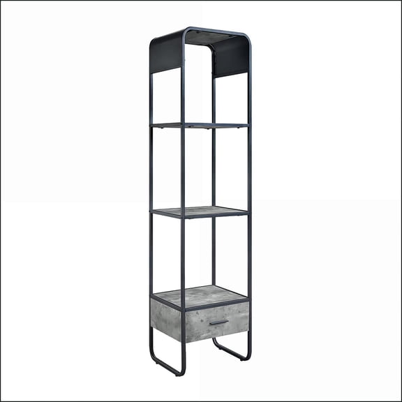 Modern Side Pier TV Stand Slate Gray with Drawer & Shelves 16Wx14Dx66H | Gray | Modern