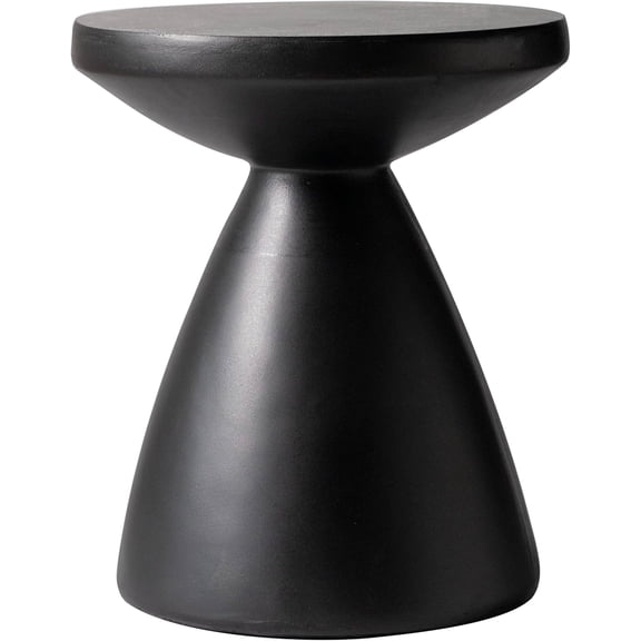 Modern Side Table Lightweight Fiberstone Top 20" Round Accent Table and Hourglass Pedestal Base for Outdoor or Indoor Dune Series in Black