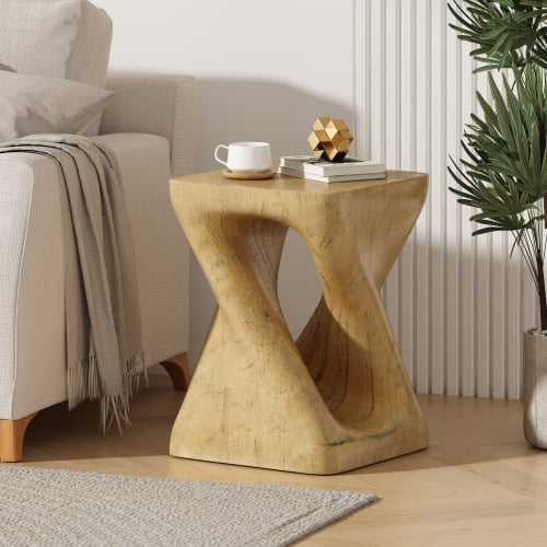 Spral Table Modern Side Table, Twist Spiral Shape Coffee Tables, Wood-like Texture ...