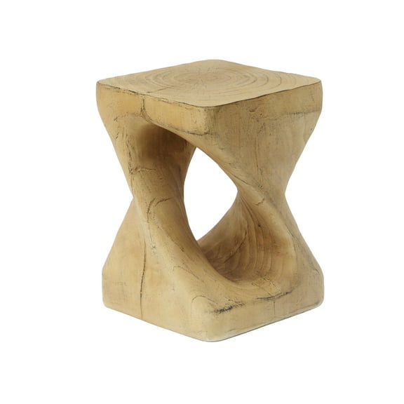 Modern Side Table, Twist Spiral Shape Coffee Tables, Wood-like Texture Magnesium Oxide Side Table With Hollowed Center For Reception Room Bedroom Living Room