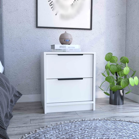 Modern Side Table with Aluminum Handles and Drawers / Multipurpose for Bedroom and Living Room